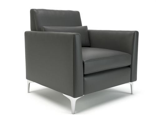Roselle 90cm Wide Armchair Flint Faux Leather Chrome Feet