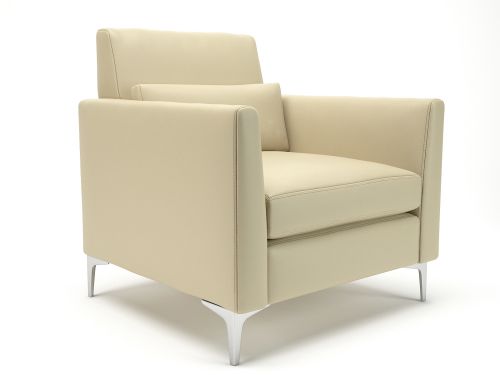 Roselle 90cm Wide Armchair Chalk Faux Leather Chrome Feet