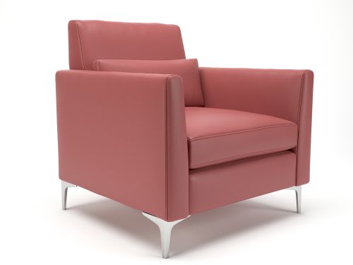 Roselle 90cm Wide Armchair Chilli Faux Leather Chrome Feet