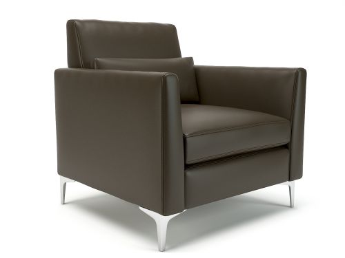 Roselle 90cm Wide Armchair Mocha Faux Leather Chrome Feet