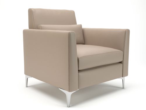 Roselle 90cm Wide Armchair Taupe Faux Leather Chrome Feet