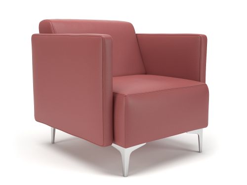 Napa Slim Arm 75cm Wide Armchair Chilli Faux Leather Chrome Feet