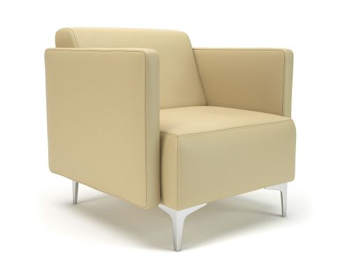 Napa Slim Arm 75cm Wide Armchair Cream Faux Leather Chrome Feet