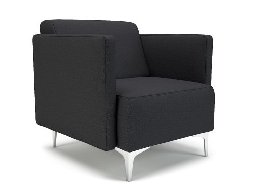 Napa Slim Arm 75cm Wide Armchair Ebony Fabric Chrome Feet