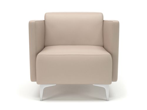 Napa Slim Arm 75cm Wide Armchair Taupe Faux Leather Chrome Feet