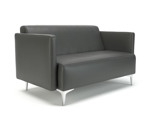 Napa Slim Arm 125cm Wide Sofa Flint Faux Leather Chrome Feet