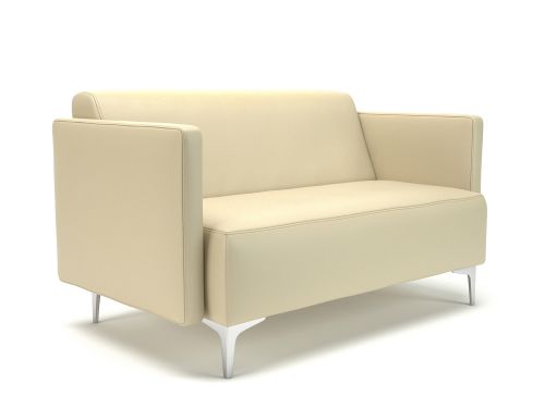 Napa Slim Arm 125cm Wide Sofa Chalk Faux Leather Chrome Feet