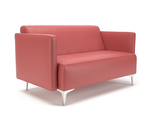 Napa Slim Arm 125cm Wide Sofa Chilli Faux Leather Chrome Feet