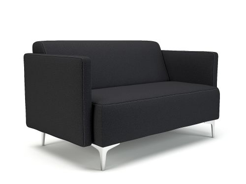 Napa Slim Arm 125cm Wide Sofa Ebony Fabric Chrome Feet