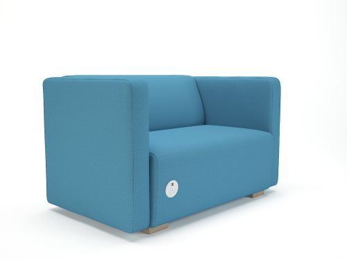 Carmel 130cm Wide Sofa Lagoon Fabric Light Wood Feet With Socket