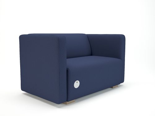 Carmel 130cm Wide Sofa Poppy Fabric Light Wood Feet With Socket