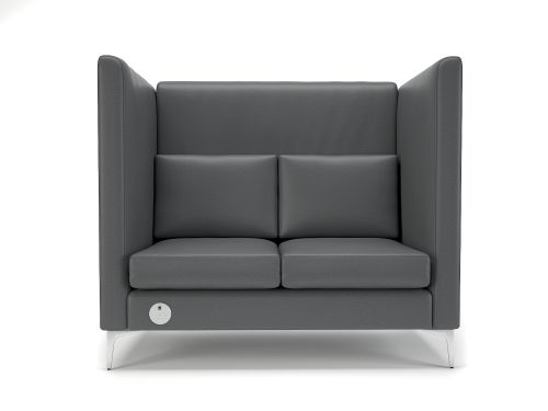 Altus 128cm Wide Privacy Booth Flint Faux Leather Chrome Feet With Socket