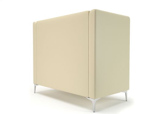 Altus 128cm Wide Privacy Booth Chalk Faux Leather Chrome Feet With Socket