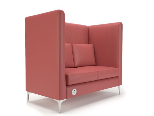 Altus 128cm Wide Privacy Booth Chilli Faux Leather Chrome Feet With Socket