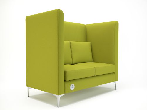 Altus 128cm Wide Privacy Booth Citron Fabric Chrome Feet With Socket