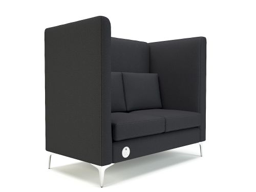 Altus 128cm Wide Privacy Booth Ebony Fabric Chrome Feet With Socket