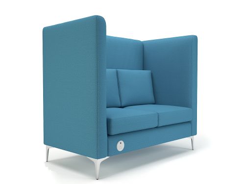 Altus 128cm Wide Privacy Booth Lagoon Fabric Chrome Feet With Socket
