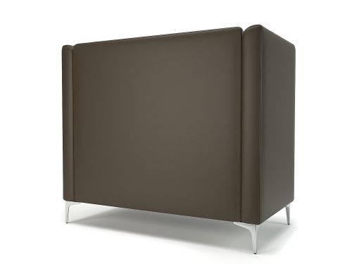 Altus 128cm Wide Privacy Booth Mocha Faux Leather Chrome Feet With Socket