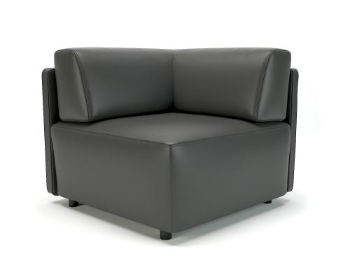 Loomis 87cm Wide Corner Unit Flint Faux Leather Standard Feet