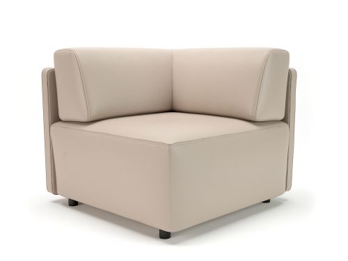 Loomis 87cm Wide Corner Unit Taupe Faux Leather Standard Feet