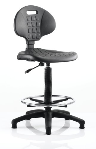 Malaga Hi Rise Draughtsman Task Operator Chair Black Polyurethane Seat And Back Without Arms