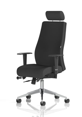 Onyx Ergo Posture Chair Black Fabric With Headrest With Arms