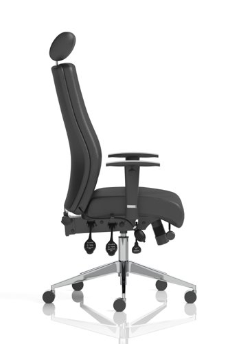Onyx Ergo Posture Chair Black Bonded Leather With Headrest With Arms