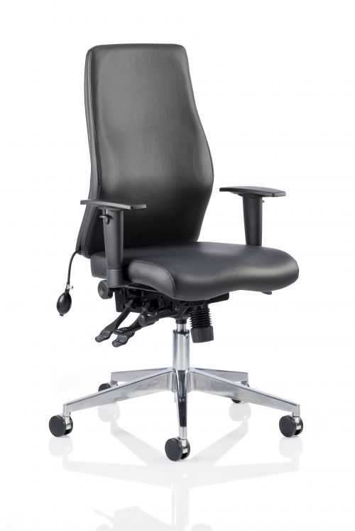 Onyx Ergo Posture Chair Black Bonded Leather Without Headrest With Arms