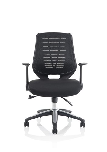 Relay Task Operator Chair Black Back With Folding Arms Black Airmesh Seat