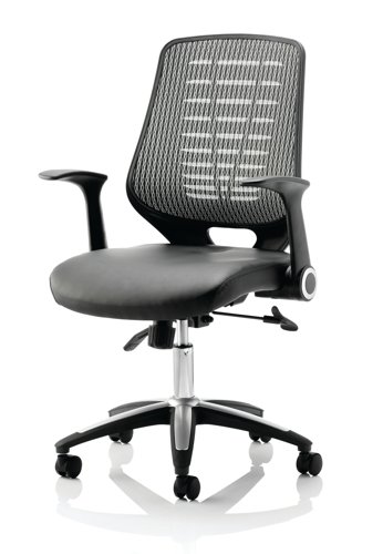 60484DY - Relay Chair Leather Seat Silver Back With Arms OP000118