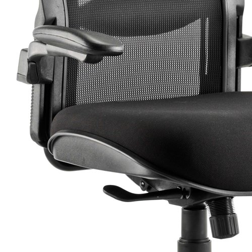 Houston Heavy Duty Task Operator Chair Mesh Back Black Fabric Seat With Arms