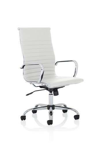 Nola High Back White Soft Bonded Leather Executive Chair Office Chairs OP000256