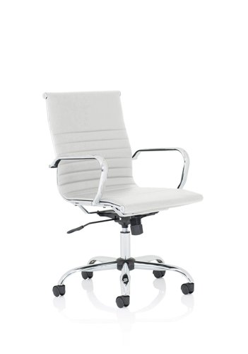 Nola Medium Back White Soft Bonded Leather Executive Chair Dynamic