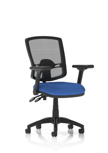 Eclipse Plus II Lever Task Operator Chair Deluxe Mesh Back With Blue Seat With Height Adjustable And Folding Arms