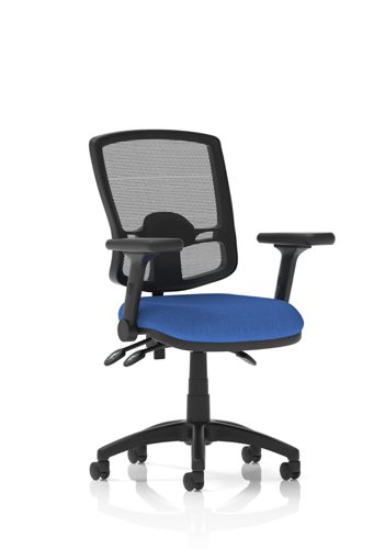 Eclipse Plus III Deluxe Mesh Back With Blue Seat With Height Adjustable And Folding Arms