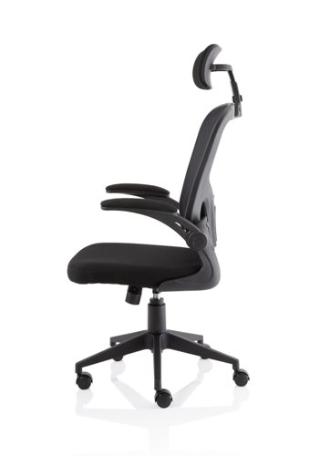 Ace Executive Mesh Back Office Chair With Folding Arms Fabric Seat Black - OP000317