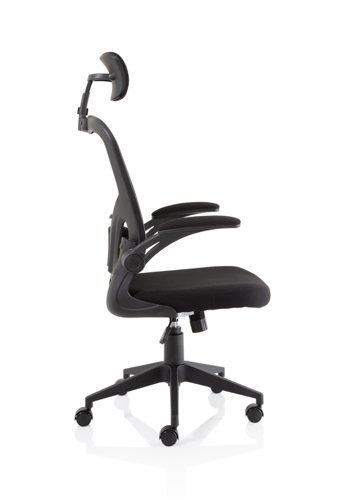 Ace Executive Mesh Back Office Chair With Folding Arms Fabric Seat Black - OP000317 17121DY