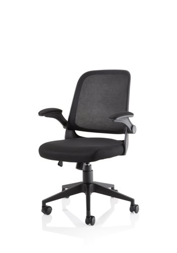 17128DY - Crew Task Operator Mesh Office Chair With Folding Arms Black - OP000318 -