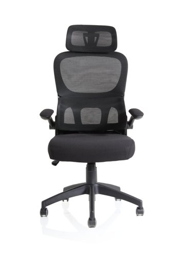 Iris Mesh Back Task Operator Office Chair Black Fabric Seat With Headrest - OP000321  19221DY