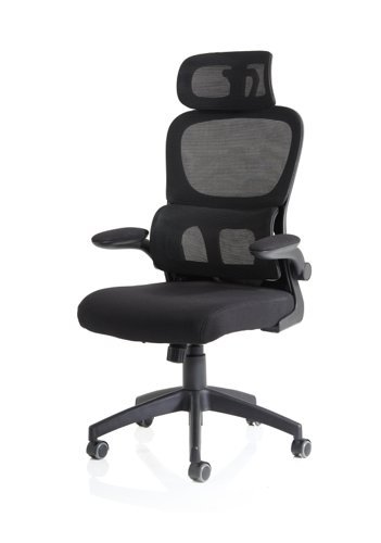 19221DY - Iris Mesh Back Task Operator Office Chair Black Fabric Seat With Headrest - OP000321
