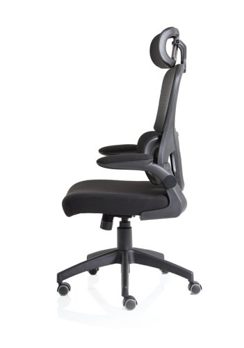 Iris Mesh Back Task Operator Office Chair Black Fabric Seat With Headrest - OP000321  19221DY