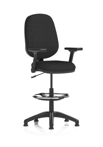 Eclipse Plus I Lever Task Operator Chair With High Rise Draughtsman Kit With Height Adjustable And Folding Arms Black