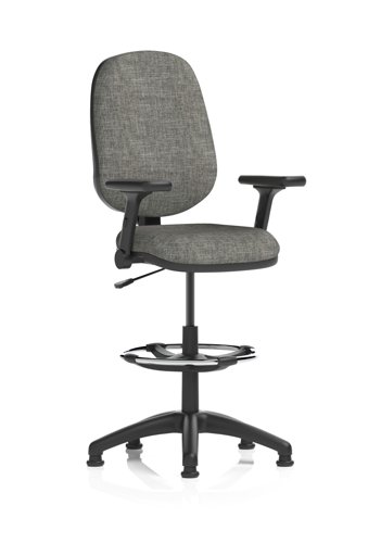 Eclipse Plus I Lever Task Operator Chair With High Rise Draughtsman Kit With Height Adjustable And Folding Arms Charcoal