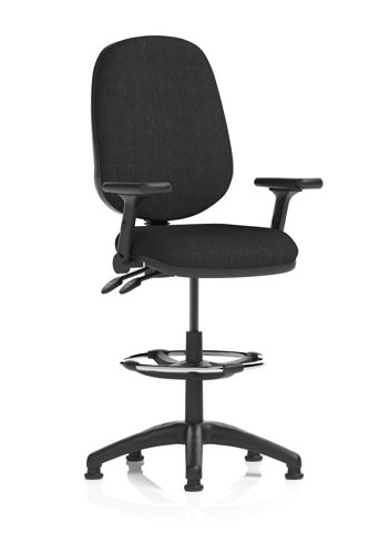 Eclipse Plus II Lever Task Operator Chair With High Rise Draughtsman Kit With Height Adjustable And Folding Arms Black