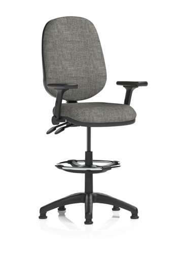 Eclipse Plus II Lever Task Operator Chair With High Rise Draughtsman Kit With Height Adjustable And Folding Arms Charcoal