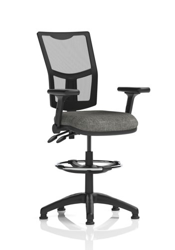 Eclipse Plus II Lever Task Operator Chair Mesh Back With High Rise Draughtsman Kit With Height Adjustable And Folding Arms Charcoal