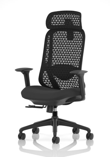 Prism Mesh Back Chair With Height Adjustable Arms with Headrest Black Seat  OP000379