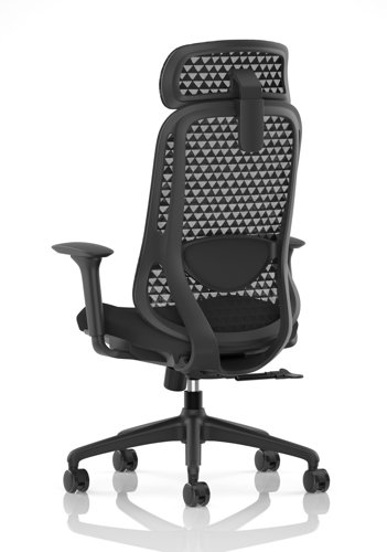 Prism Mesh Back Chair With Height Adjustable Arms with Headrest Black Seat  OP000379