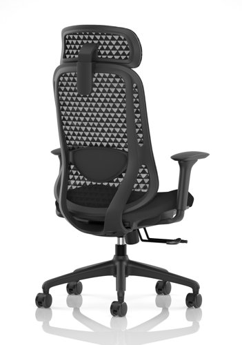 Prism Mesh Back Chair With Height Adjustable Arms with Headrest Black Seat  OP000379