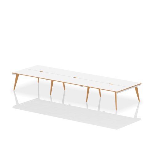 Oslo 1200mm Back to Back 6 Person Desk White Top Natural Wood Edge White Frame OSL0105